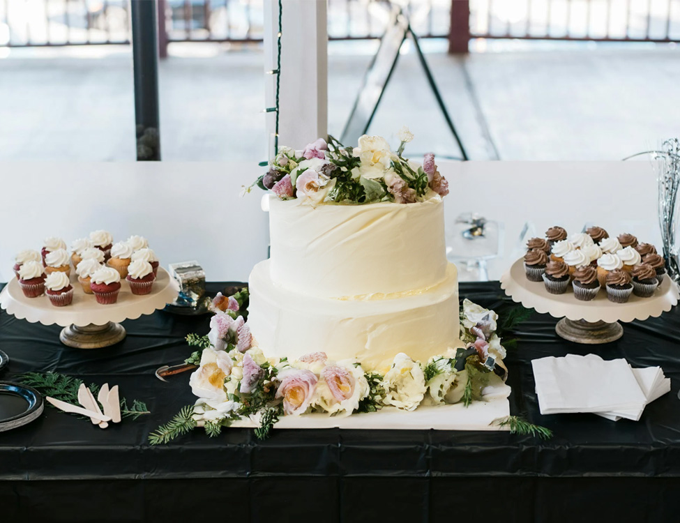 Assorted cupcakes on display